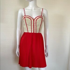 Anthropologie Red and Cream Mini Dress